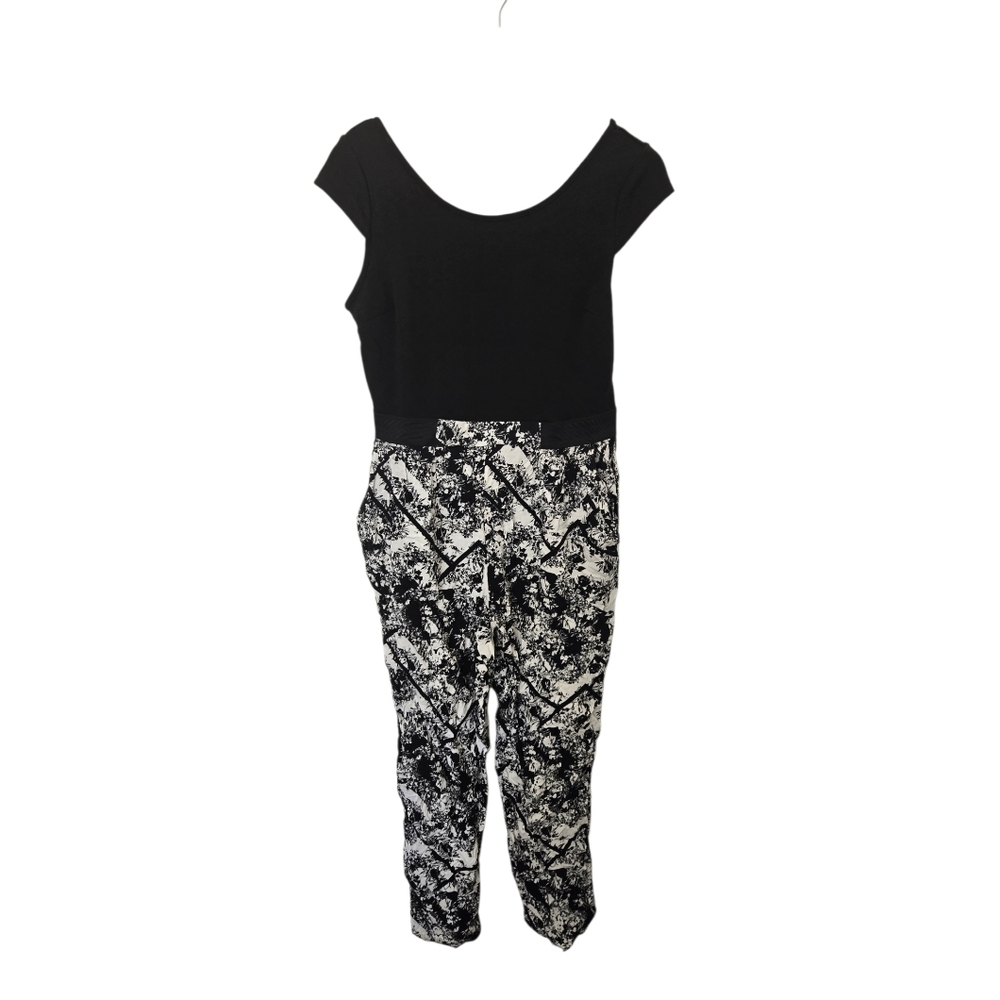 Xhilaration Black Top with White Patterned Pants Jumpsuit Size Large - Picture 2 of 6